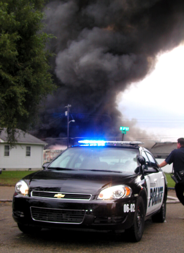 Image of the Smitty’s Supply explosion and fire in Roseland, Tangipahoa Parish, Louisiana, showing thick smoke and flames after the lubricant plant accident that led to evacuations.